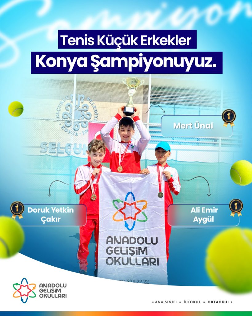 TENİS KÜÇÜK ERKEKLER KONYA ŞAMPİYONUYUZ.  🏆🎾